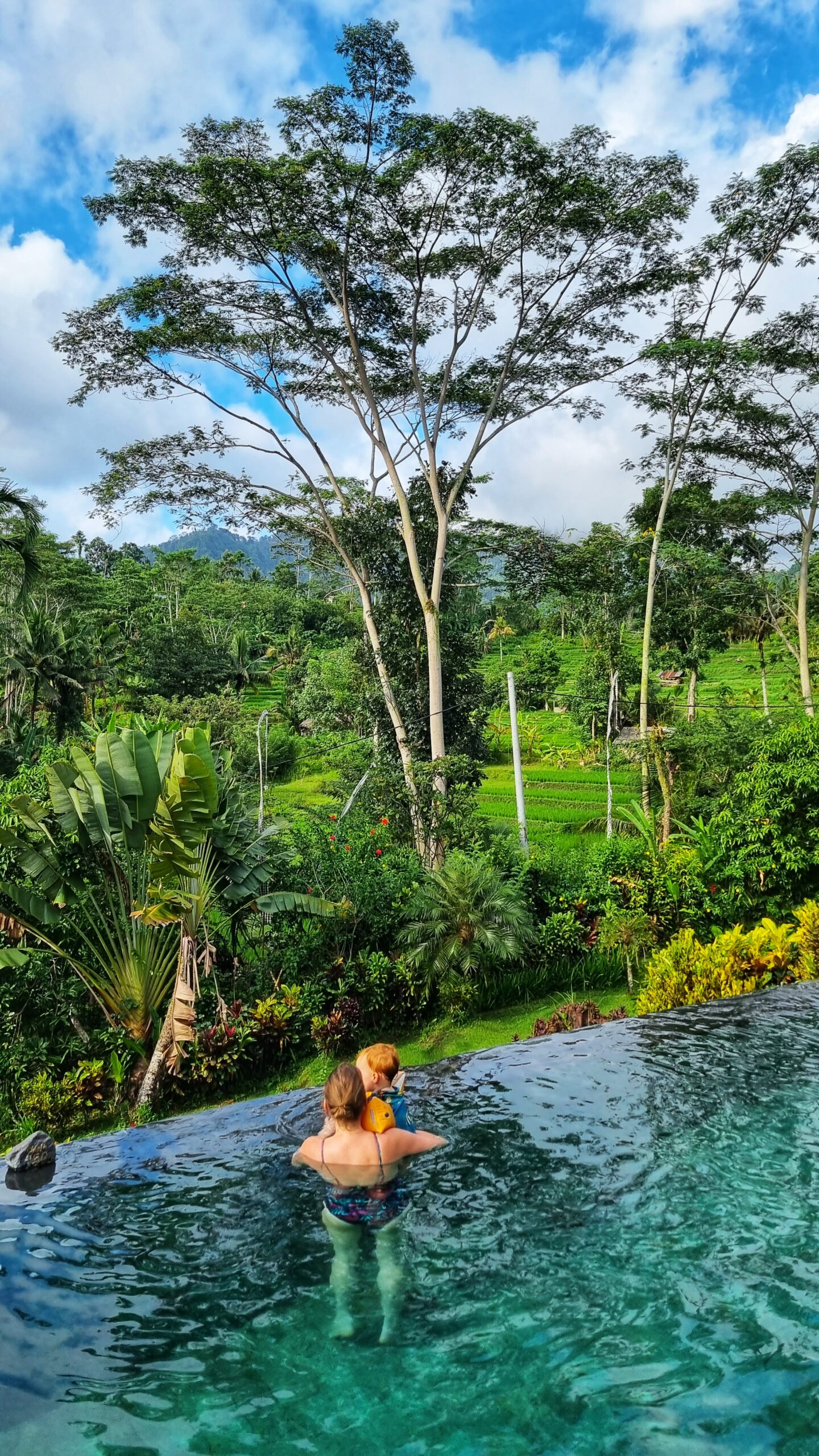 Zwembad overnachten hotel Sidemen uitzicht rijstvelden; doen in Sidemen Oost Bali tips