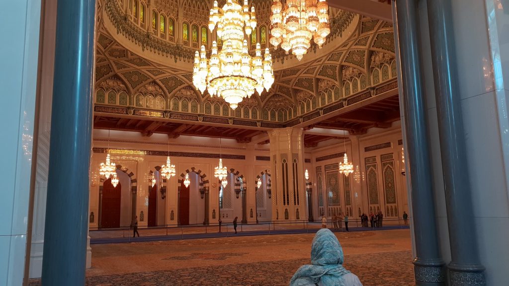 Sultan Qaboos Grand Mosque moskee, doen in Muscat roadtrip Oman route