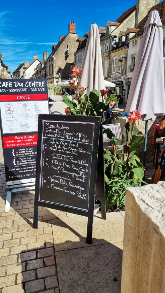 Menu du Jour, lunch, diner dagmenu in Dijon, Beaune en aan de wijnroute Route des Grands Crus in de Franse Bourgogne
