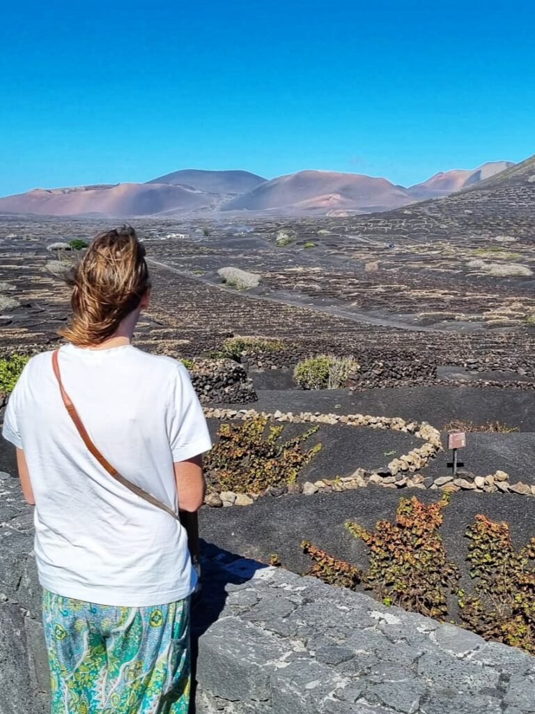 Bodega La Geria, wijn proeven, uitzicht; tip in de bijzondere wijngaarden Lanzarote in wijnstreek La Geria
